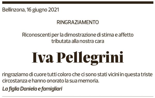 Annuncio funebre Iva Pellegrini