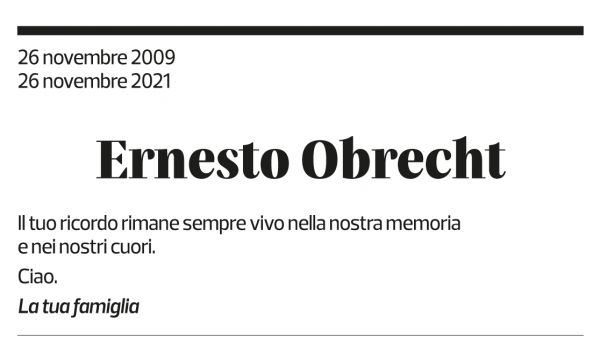 Annuncio funebre Ernesto Obrecht