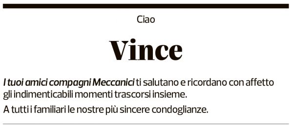 Annuncio funebre Vincenzo Medici