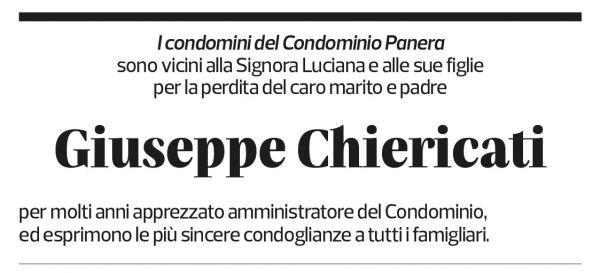 Annuncio funebre Giuseppe Chiericati