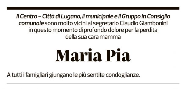 Annuncio funebre Maria Pia Giambonini