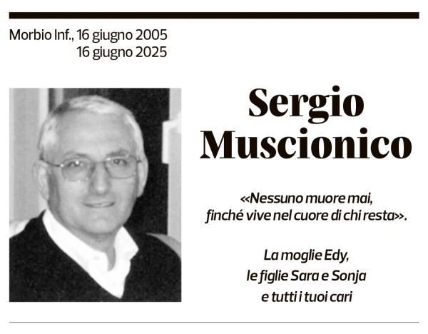 Annuncio funebre Sergio Muscionico