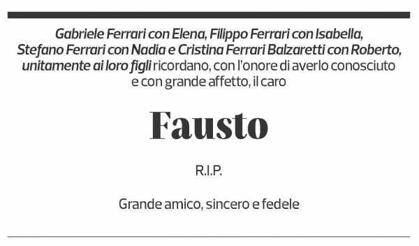 Annuncio funebre Fausto Fontana