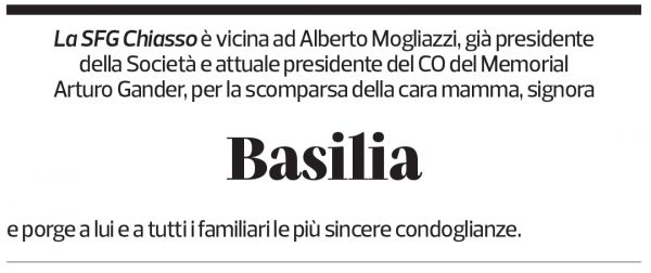 Annuncio funebre Basilia Mogliazzi