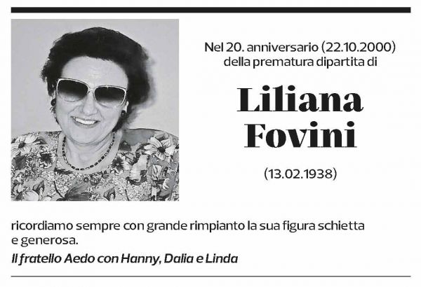 Annuncio funebre Liliana Fovini