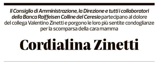 Annuncio funebre Cordialina Lina Zinetti