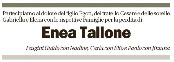 Annuncio funebre Enea Tallone