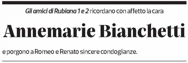 Annuncio funebre Annemarie Bianchetti-fopp