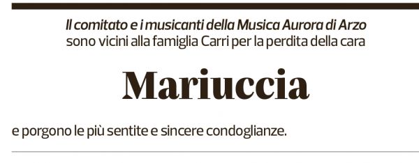 Annuncio funebre Mariuccia Carri