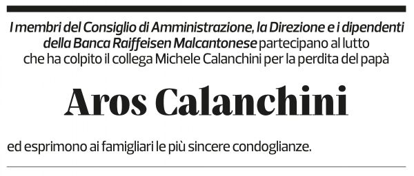 Annuncio funebre Aros Calanchini