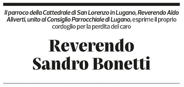 Annuncio funebre Sandro Bonetti