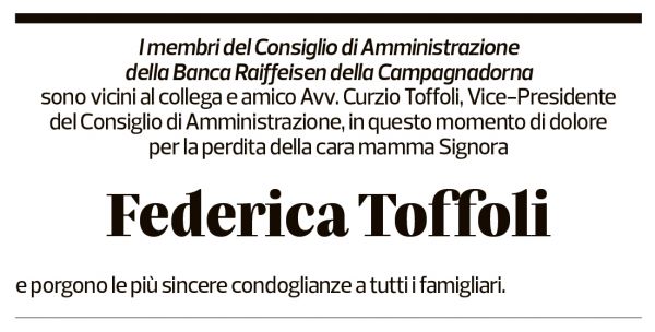 Annuncio funebre Federica Toffoli