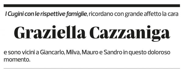 Annuncio funebre Graziella Cazzaniga