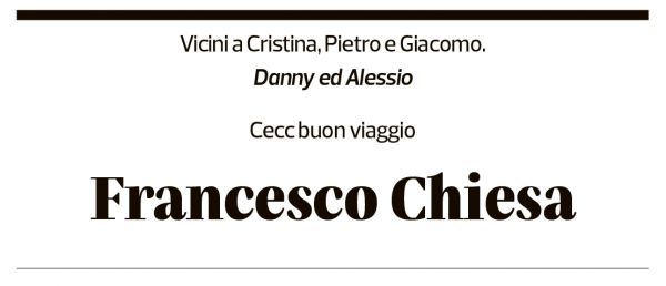 Annuncio funebre Francesco Chiesa