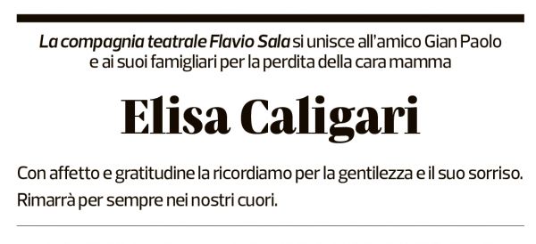 Annuncio funebre Elisa Caligari