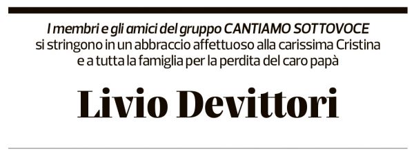 Annuncio funebre Livio Devittori