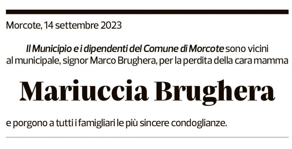 Annuncio funebre Mariuccia Brughera