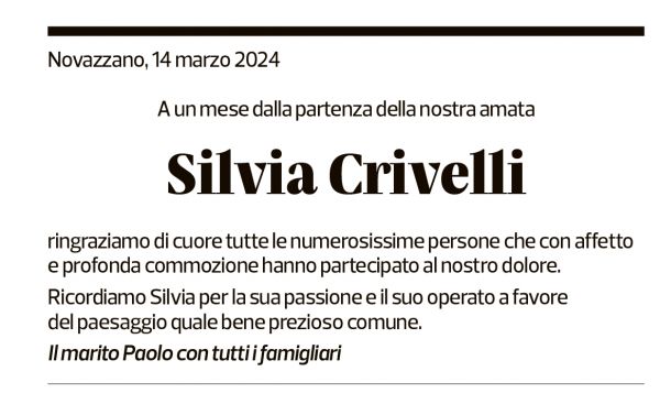 Annuncio funebre Silvia Crivelli