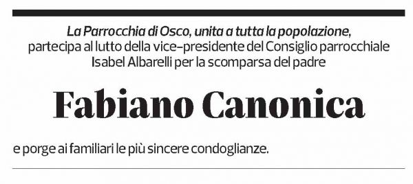 Annuncio funebre Fabiano Canonica
