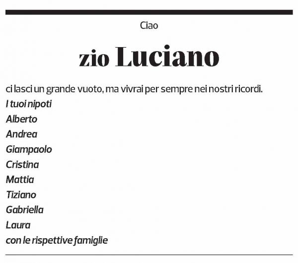 Annuncio funebre Luciano De Lorenzi