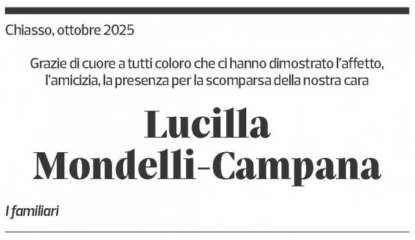 Annuncio funebre Lucilla Mondelli-campana