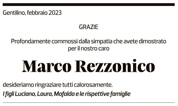 Annuncio funebre Marco Rezzonico