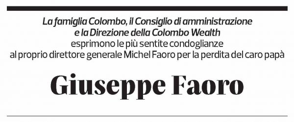 Annuncio funebre Giuseppe Faoro