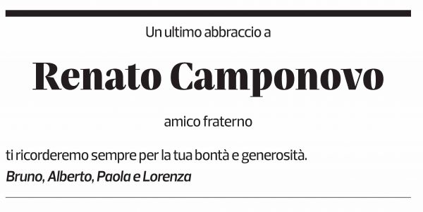 Annuncio funebre Renato Camponovo