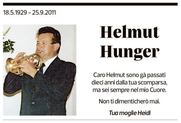 Annuncio funebre Helmut Hunger