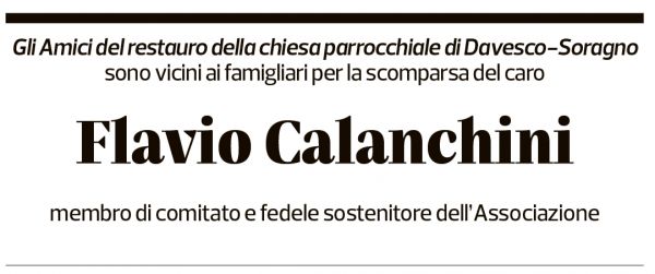 Annuncio funebre Flavio Calanchini