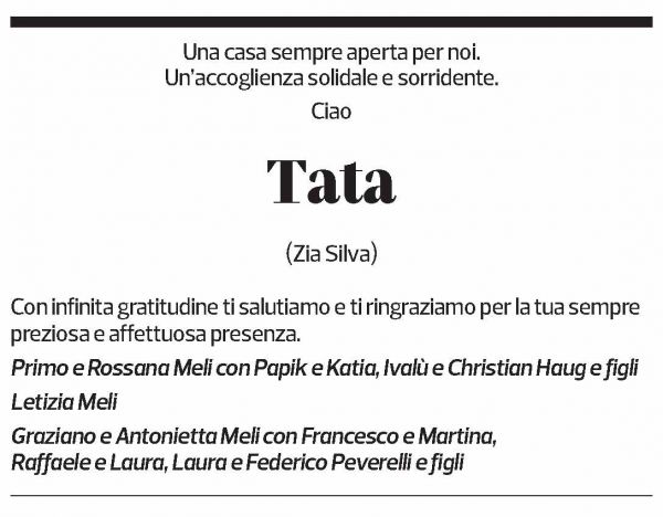 Annuncio funebre Silva Mantegazzi