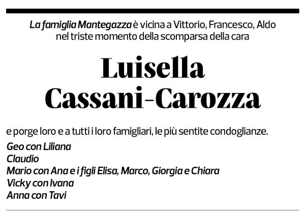 Annuncio funebre Luisella Cassani-carozza