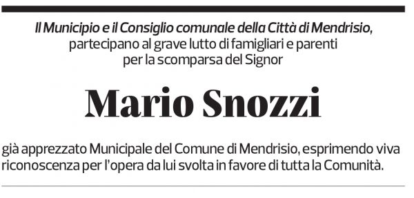 Annuncio funebre Mario Snozzi