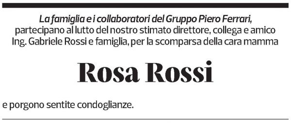 Annuncio funebre Rosa Rossi