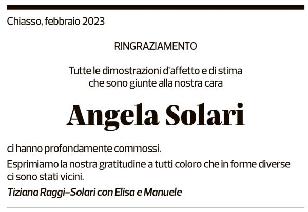 Annuncio funebre Angela Solari