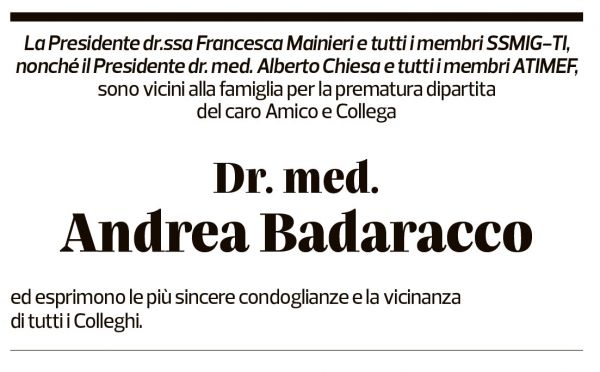 Annuncio funebre Andrea Badaracco