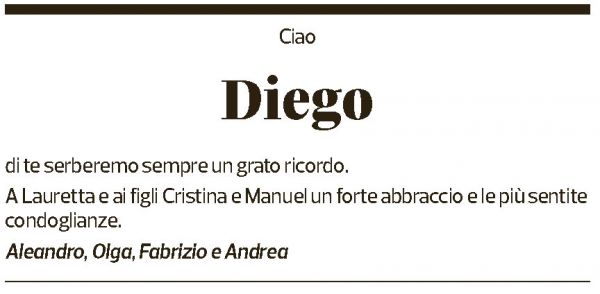 Annuncio funebre Diego Giudici