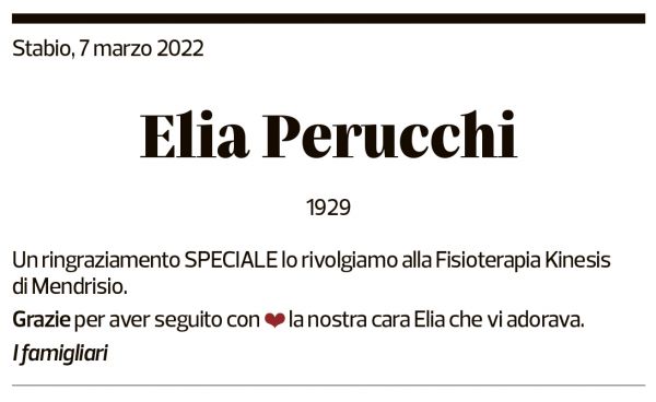 Annuncio funebre Elia Perucchi