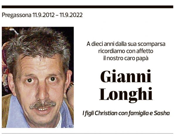 Annuncio funebre Gianni Longhi