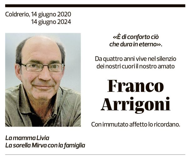 Annuncio funebre Franco Arrigoni