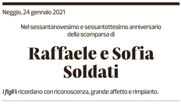 Annuncio funebre Raffaele Soldati Sofia Soldati