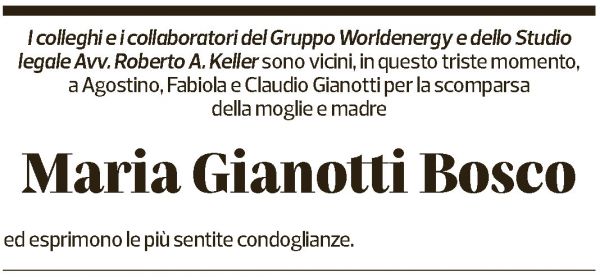 Annuncio funebre Maria Gianotti Bosco