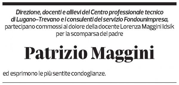 Annuncio funebre Patrizio Maggini