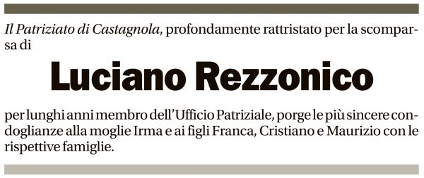 Annuncio funebre Luciano Rezzonico