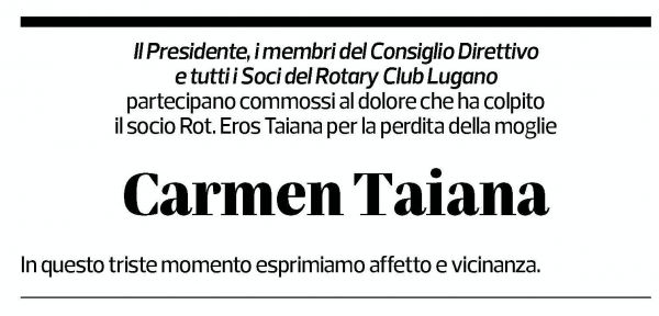 Annuncio funebre Carmen Taiana Casanova