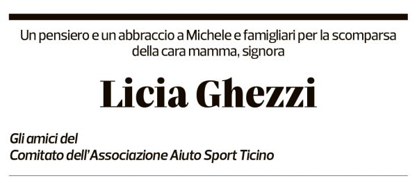 Annuncio funebre Licia Ghezzi