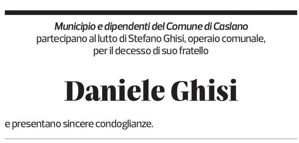 Annuncio funebre Daniele Ghisi