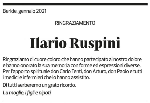 Annuncio funebre Ilario Respini