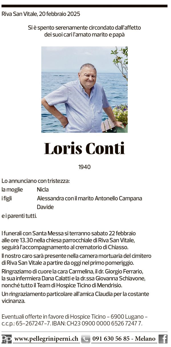 Annuncio funebre Loris Conti