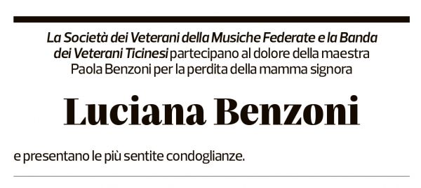 Annuncio funebre Luciana Benzoni